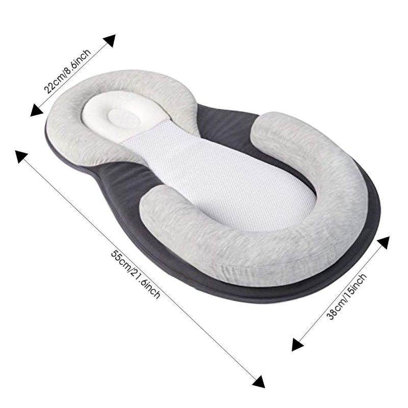 Photo 1 of Baby Stereotypes Pillow Infant Newborn Anti Rollover Mattress Pillow for 0 12 Months Baby Sleep Positioning (Grey)
