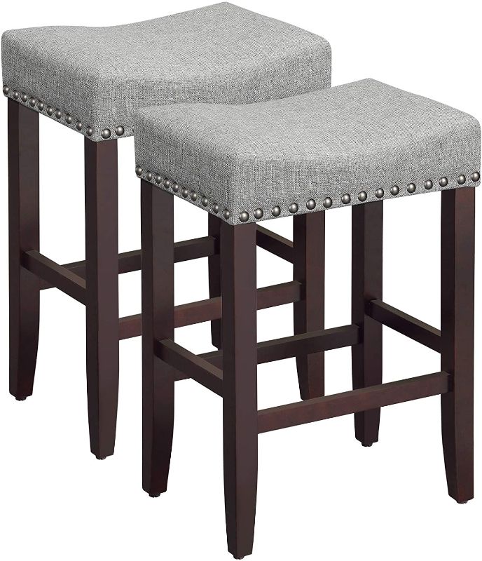 Photo 1 of **PARTS ONLY *** SONGMICS Set of 2 Bar Counter Stool, Well-Padded Dining Chair, Solid Wood Legs, Cotton-Linen Fabric