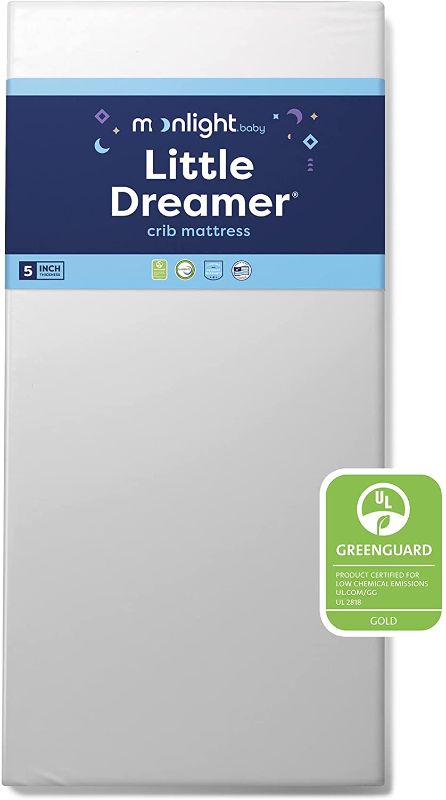Photo 1 of fabric ripped - Moonlight Slumber Little Dreamer Crib Mattress - Firm, Dual Sided, Standard Size, Waterproof, 5in.
