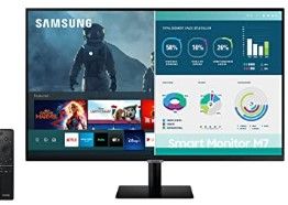 Photo 1 of *missing power cord* unable to test SAMSUNG 32” M7 Smart Monitor & Streaming TV, 4K UHD, Adaptive Picture, Ultrawide Gaming View, Watch Netflix, HBO, Prime Video, Apple Airplay, Alexa,Built In Speakers, Remote,USB-C,LS32AM702UNXZA,Black