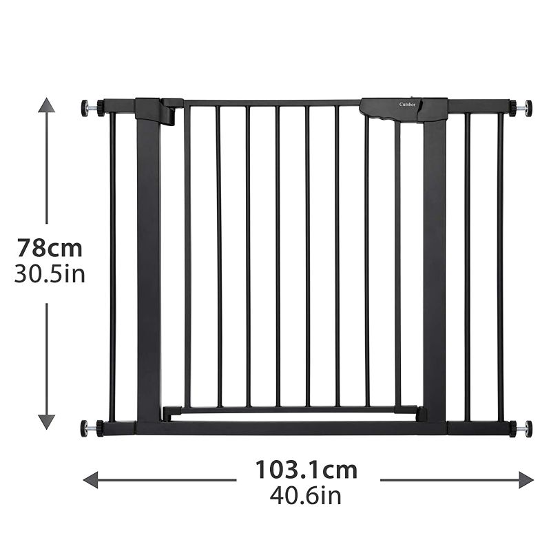Photo 1 of Cumbor 40.6"Dog Gates for Stairs and Doorways, Extra Wide Dog Gate for The House,Durable Easy Walk Thru Baby Gate. Includes 4 Wall Cups, 2.75-Inch and 5.5-Inch Extension, Black

