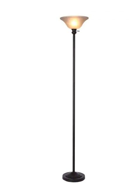 Photo 1 of 
Hampton Bay
71.25 in. Bronze Torchiere Floor Lamp Plastic Shade with 9.5-Watt LED Bulb Included
(