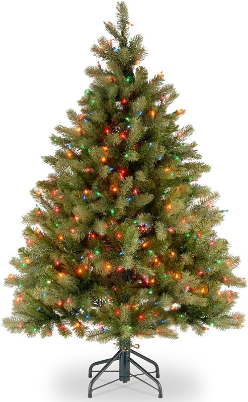 Photo 1 of **IN SOME SECTIONS LIGHTS DO NOT LIGHT UP** National Tree Company Pre-Lit 'Feel Real' Artificial Full Downswept Christmas Tree, Green, Douglas Fir, Multicolor Lights, Includes Stand, 4.5 feet
