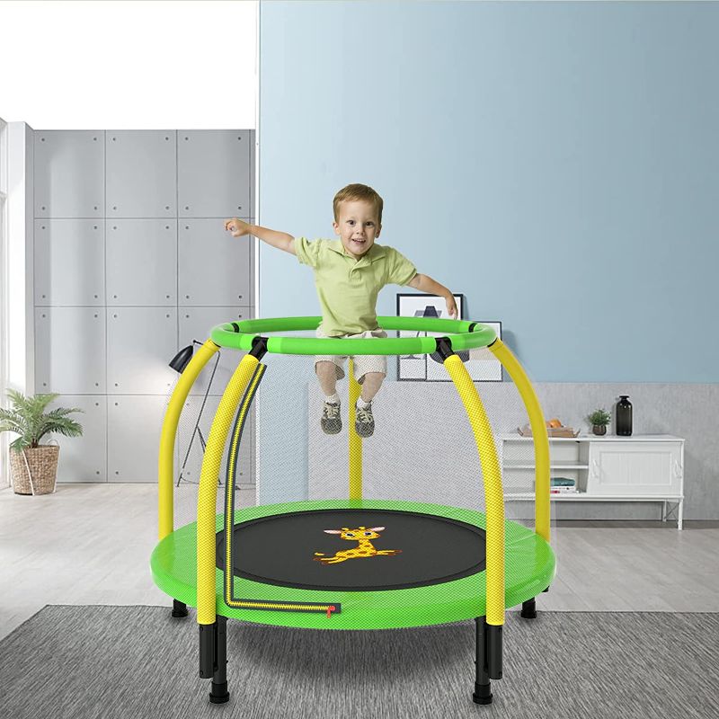 Photo 1 of **PARTS ONLY***SIMILAR TO POSTED ITEM**Gardenature 4 FT Kids Trampoline with Safety Enclosure Net, Spring Pad, Zipper, Mini Trampoline for Kids Indoor/Outdoor,Yellow and Green-4 FT
