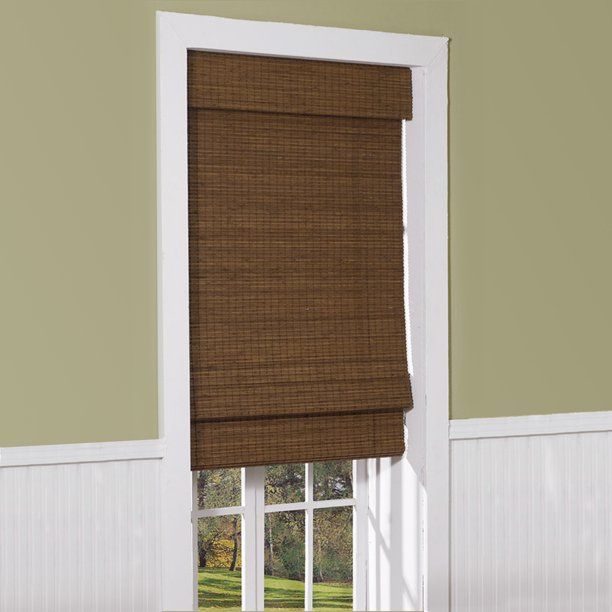 Photo 1 of **SIMILAR TO POSTED ITEM**Radiance Cordless Light Filtering Bamboo Roman Window Shades, Brown, 64" x 34"
