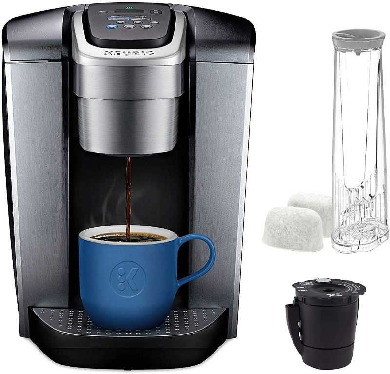 Photo 1 of *READ BELOW* Keurig C K-Elite Maker, Single Serve K-Cup Pod Brewer, with Iced Coffee Capability, Extra Included, 75oz, Brushed Silver Plus Filter Bundle
