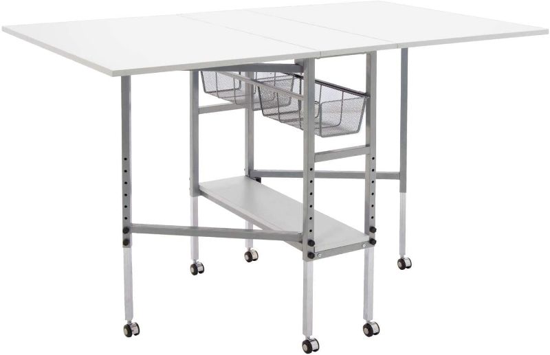 Photo 1 of **PARTS ONLY ** 
Studio Designs Sew Ready Mobile Height Adjustable Hobby and Craft Cutting Table with Drawers in Silver/White (13374)
