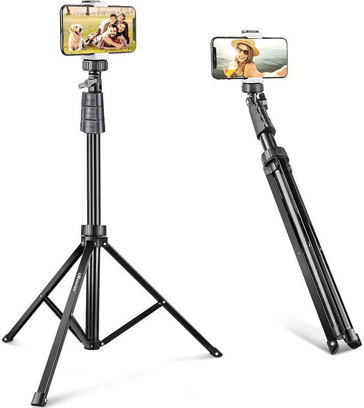 Photo 1 of  67' Phone Tripod Stand & Selfie Stick Tripod, All in One Professional Cell Phone Tripod, Cellphone Tripod with Wireless Remote and Phone Holder, Compatible with All Phones/Cameras