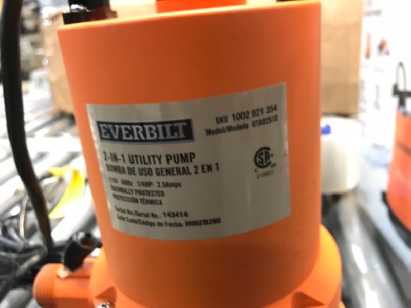 Photo 3 of Everbilt
1/4 HP 2-in-1 Utility Pump