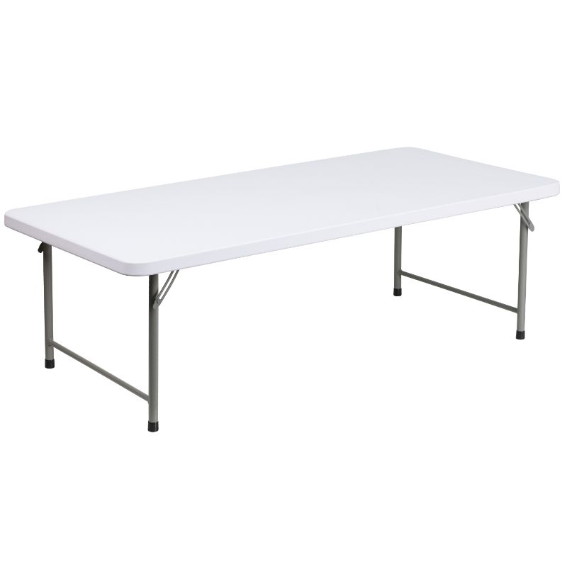 Photo 1 of (DENTED/SCRATCHED TOP)
Flash Furniture Kid's Plastic Folding Table, 19"H X 29"W X 59-1/4"D, Granite White
