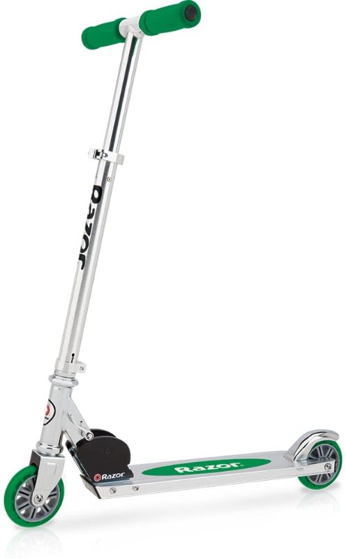 Photo 1 of Razor A Kick Scooter for Kids - Lightweight, Foldable, Aluminum Frame, and Adjustable Handlebars - Green
