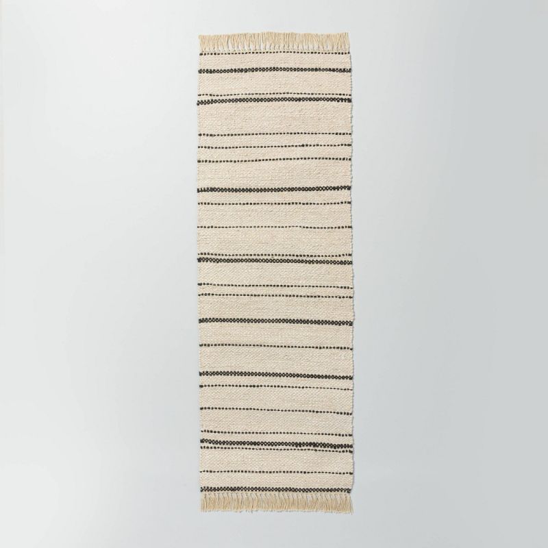 Photo 1 of 2'4" X 7' Bleached Jute Variegated Stripe Area Runner Railroad Gray - Hearth & Hand™ with Magnolia
