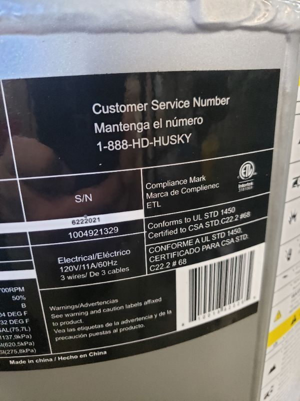 Photo 1 of Husky 20 Gal. Vertical Electric-Powered Silent Air Compressor