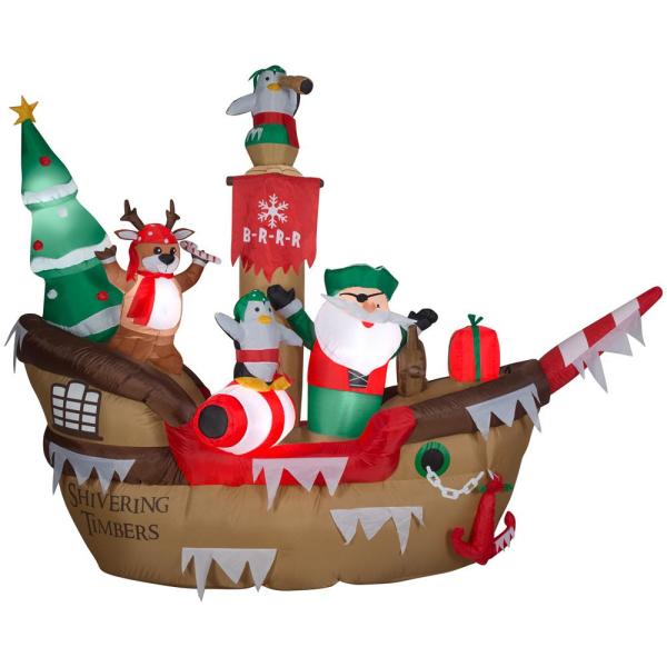 Photo 1 of 10 ft Pre-Lit LED Giant-Sized Airblown Pirate Ship Christmas Inflatable