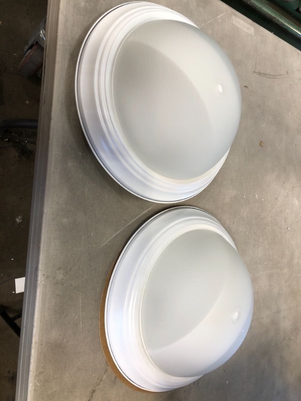 Photo 2 of 13 in. 2-Light White Flush Mount (2-Pack)
