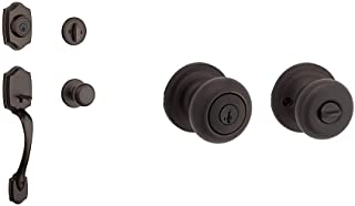 Photo 1 of (PREVIOUSLY OPENED)
Kwikset 96870-100 Belleview Single Cylinder Handleset with Cove Knob Featuring SmartKey Security in Venetian Bronze & Juno Entry Knob Featuring SmartKey in Venetian Bronze - 97402-737
