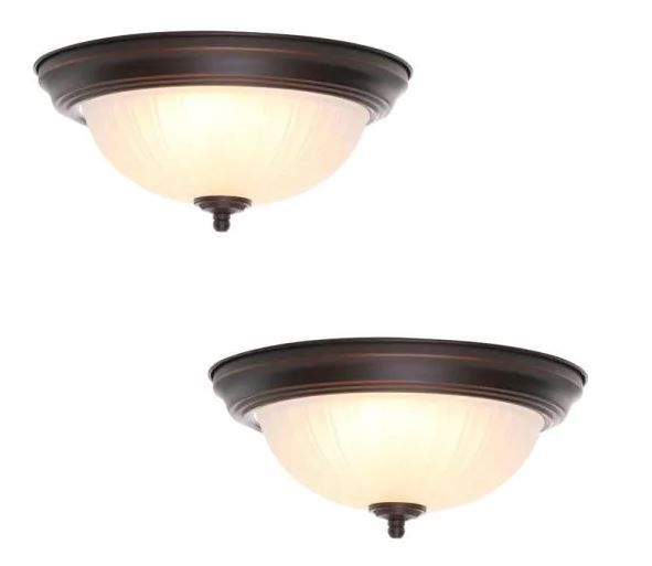 Photo 1 of 
Commercial Electric
11 in. 100-Watt Equivalent Oil-Rubbed Bronze Integrated LED Flush Mount with Frosted Glass Shade (2-Pack)