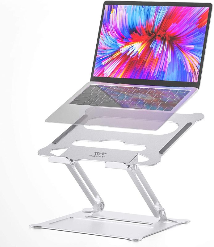 Photo 1 of Laptop Stand - SAVFY Adjustable Ergonomic Aluminum Laptop Holder Stand for Desk Compatible for 10