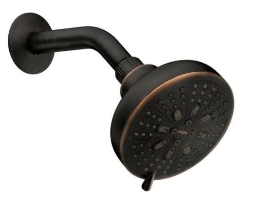 Photo 1 of **SHOWER HEAD ONLY**MOEN HydroEnergetix 8-Spray Patterns with 1.75 GPM 4.75 in. Single Wall Mount Fixed Shower Head in Mediterranean Bronze