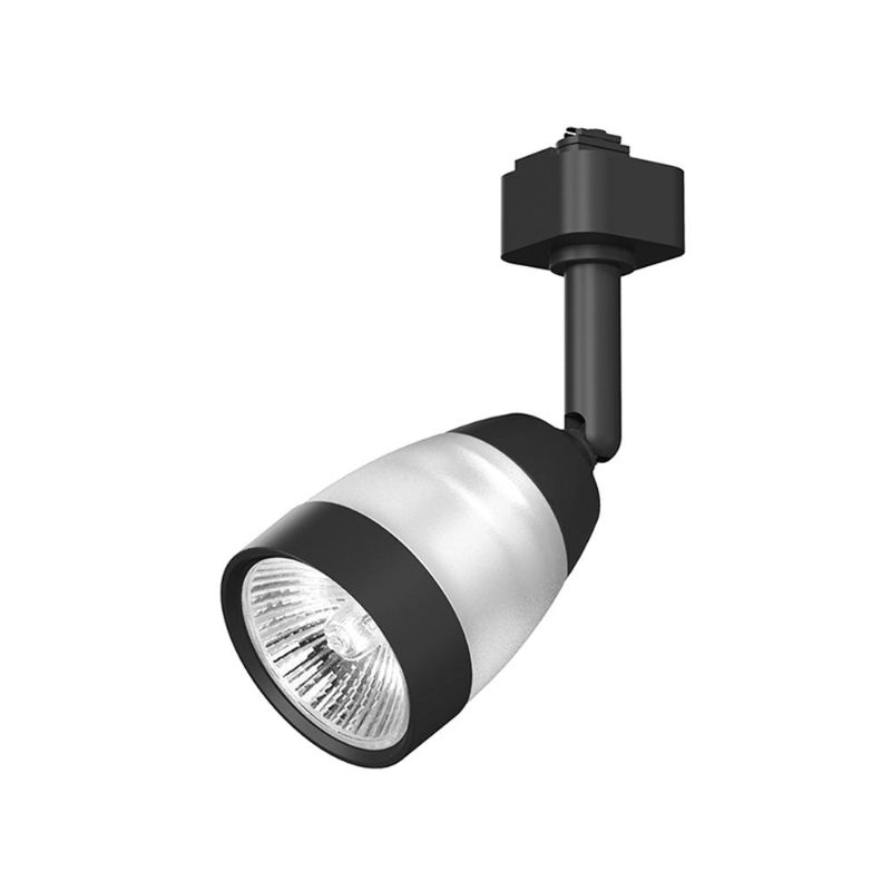 Photo 1 of Hampton Bay 1-Light Black Integrated LED Linear Track Lighting Head with Frosted Middle Glass
