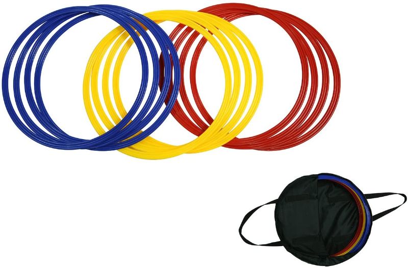 Photo 1 of  Speed & Agility Training Rings - Set of 12 - 16" Diameter - With Carrycase - (Multicolor)