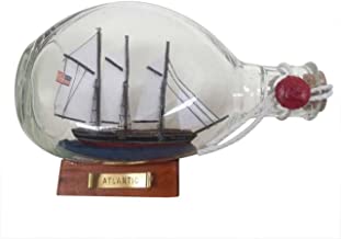 Photo 1 of Hampton Nautical Atlantic Ship in A Glass Bottle, 7" , White, Brown