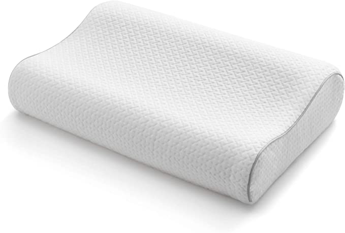 Photo 1 of CO-Z Contour Memory Foam Pillow Ergonomic Orthopedic Cervical Pillow for Neck Support Bed Pillow for Side/Back/Stomach Sleepers with White Bamboo Pillowcase Standard Size
