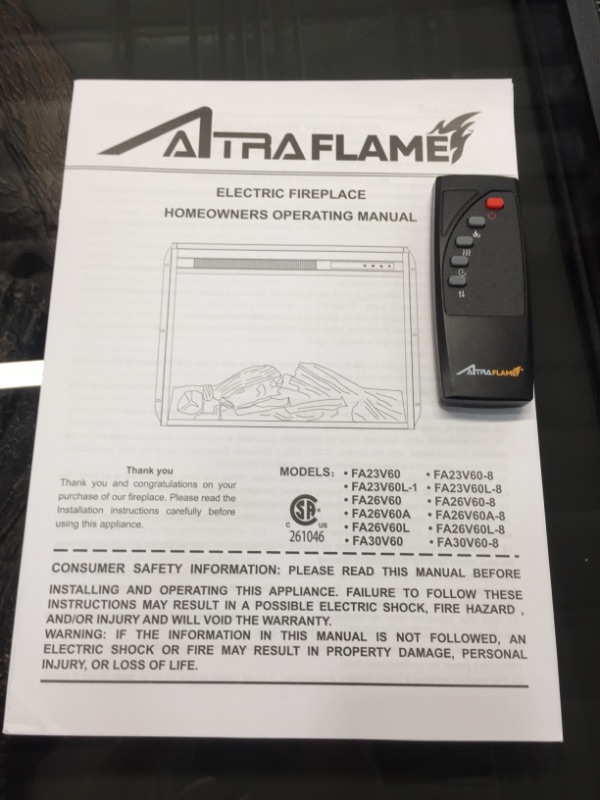 Photo 2 of Altra Flame FA26V60L Electric Fireplace Insert, Black