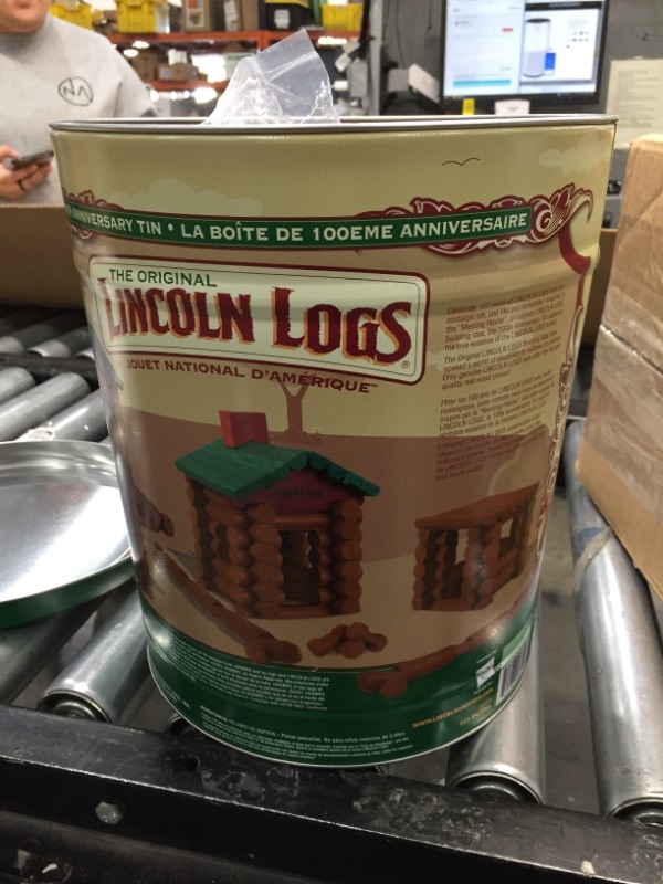 Photo 2 of Lincoln Logs –100th Anniversary Tin-111 Pieces-Real Wood Logs-Ages 3+ - 