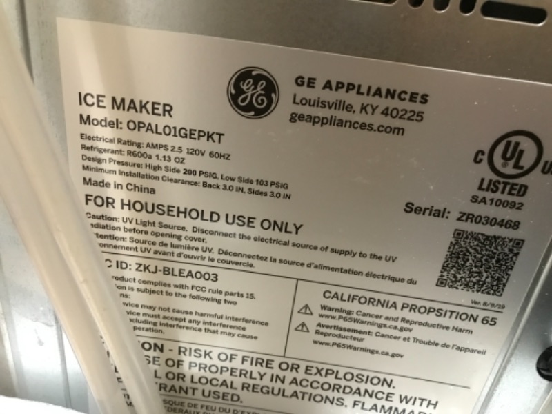 Photo 5 of ***PARTS ONLY*** GE Profile Opal | Countertop Nugget Ice Maker with Side Tank | Portable Ice Machine with Bluetooth Connectivity | Smart Home Kitchen Essentials | Stainless Steel Finish | Up to 24 lbs. of Ice Per Day
