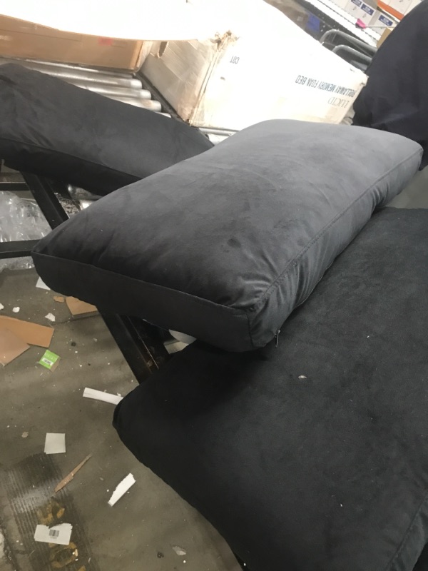 Photo 4 of ***INCOMPLETE, BOX OF 2 OF 2 MISSING BOX 1*** Divano Roma Furniture Modern Large Velvet Fabric Sectional Sofa, L-Shape Couch with Extra Wide Chaise Lounge (Black)
