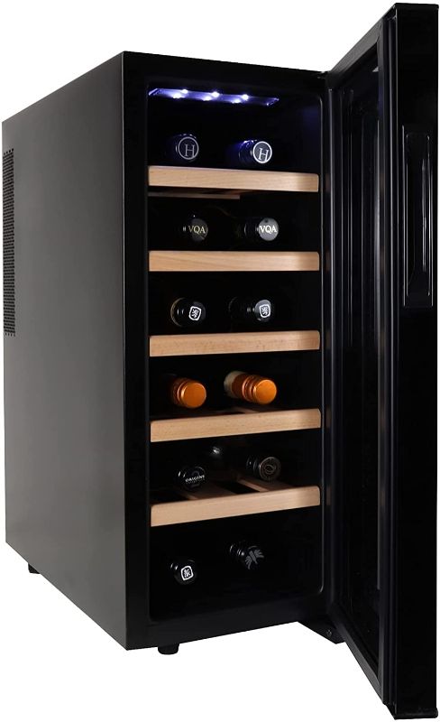 Photo 1 of Koolatron WC12-35D 12 Bottle Capacity Thermoelectric Wine Cooler with Digital Temperature Controls - Vibration-free and Quiet Cooling Power, 5 Removable Shelves, Black (12 Bottle)
