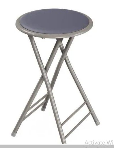 Photo 1 of 24 in. Gray Heavy-Duty Padded Round Folding Bar Stool Trademark Home Brand 
2 Grey Bar Stools