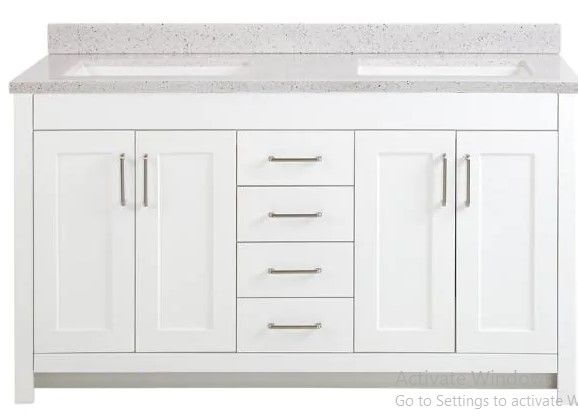 Photo 1 of **TOP ONLY** Westcourt 61 in. W x 22 in. D Bath Vanity in White with Solid Surface Vanity Top