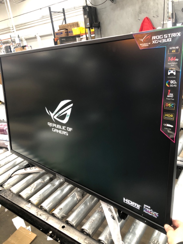 Photo 2 of ASUS ROG Strix 43” 4K HDR DSC Gaming Monitor (XG43UQ) - UHD (3840 x 2160), 144Hz, 1ms, HDMI 2.1, Extreme Low Motion Blur Sync, FreeSync Premium Pro, DisplayHDR1000, DCI-P3 90%, DisplayPort, USB
