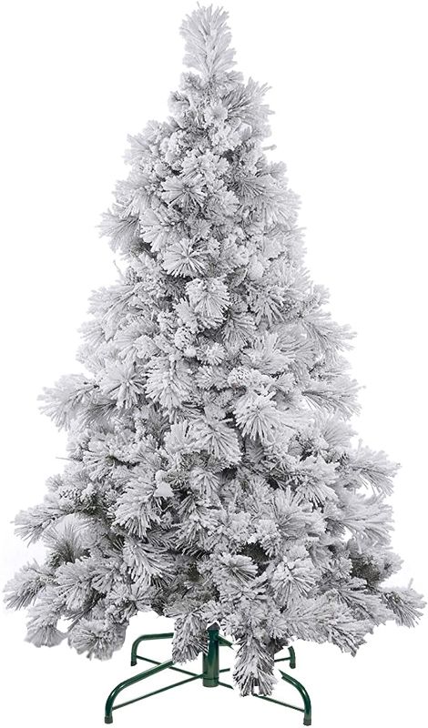 Photo 1 of ***SIMILAR TO PHOTO***    Flocked Artificial Christmas Tree Shop White Decoration Unit With Stand No Tools Requirement Best Holiday Decor 6 Feet Height
