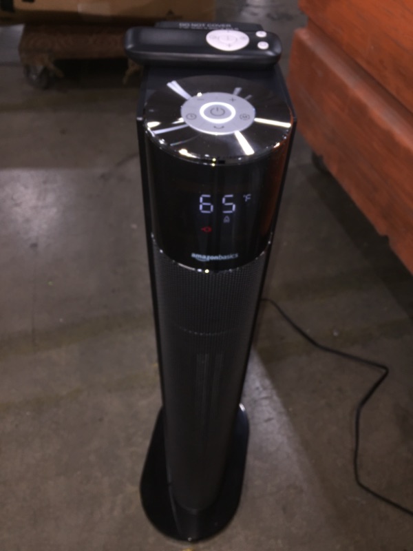 Photo 2 of Amazon Basics 34" 1500W Premium Portable Oscillating Ceramic Tower Space Heater with Remote, BLACK