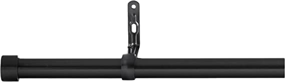 Photo 1 of  1-Inch Curtain Rod, Includes 2 Matching Finials, Brackets & Hardware, 66 to 120-Inches, Black