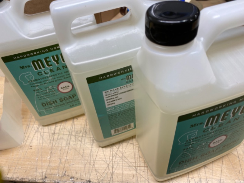 Photo 1 of 3 PACK - Mrs. Meyer's Dishwashing Liquid Dish Soap Refill, Cruelty Free Formula, Basil Scent, 48 oz
