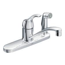 Photo 1 of Adler Single-Handle Low Arc Standard Kitchen Faucet with Side Sprayer in Chrome
