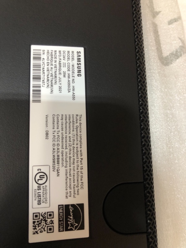 Photo 1 of SAMSUNG HW-A550 2.1 Channel Soundbar with Wireless Subwoofer and Dolby 5.1 / DTS Virtual:X
