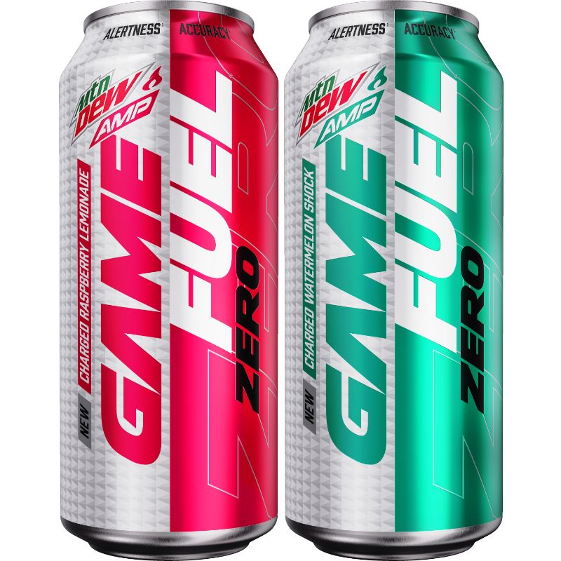 Photo 1 of (12 Cans) MTN DEW GAME FUEL ZERO, Charged Watermelon Shock & Charged Raspberry Lemonade Variety Pack, 16 Fl Oz
