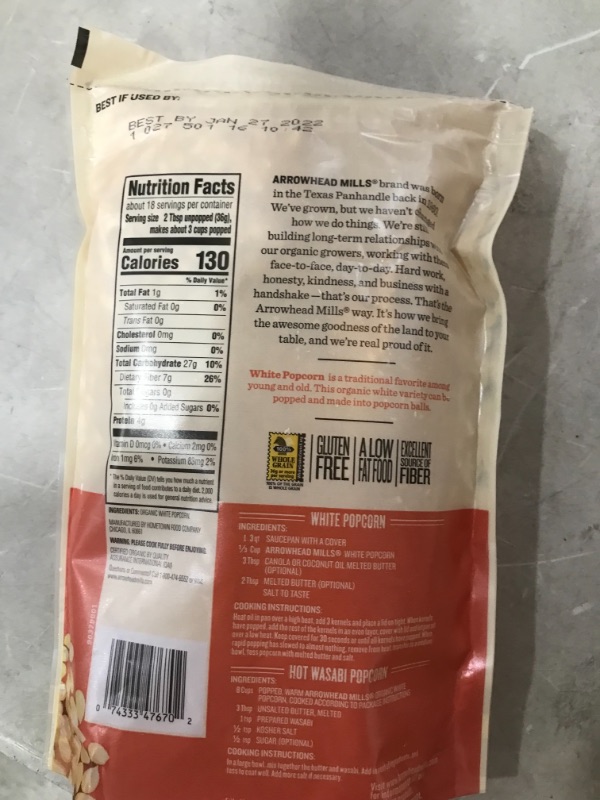 Photo 3 of (6Pack) Arrowhead Mills Organic White Popcorn, 24 Oz
expires jan-29-22