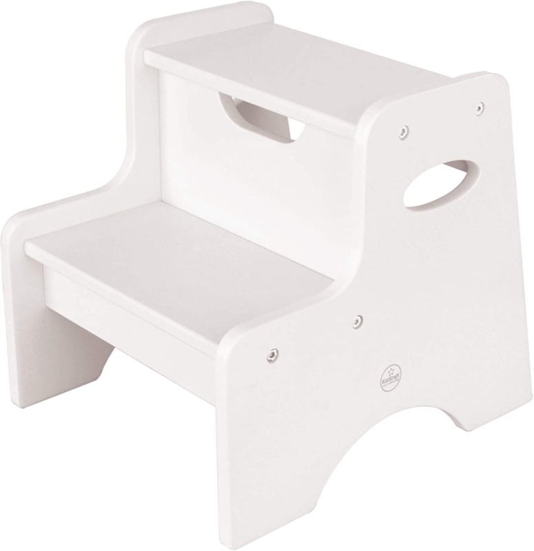 Photo 1 of KidKraft Wooden Two-Step Children's Stool with Handles - White, Gift for Ages 3-8