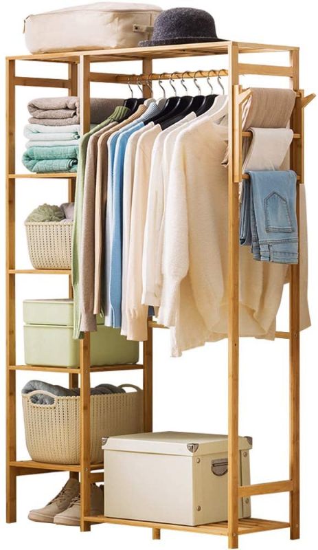 Photo 1 of  Bamboo Garment Rack 6 Tier Storage Shelves Clothes