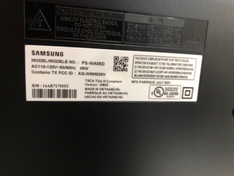 Photo 1 of **NEW** Samsung - HW-A550 2.1ch Sound Bar with Dolby 5.1 - Black
