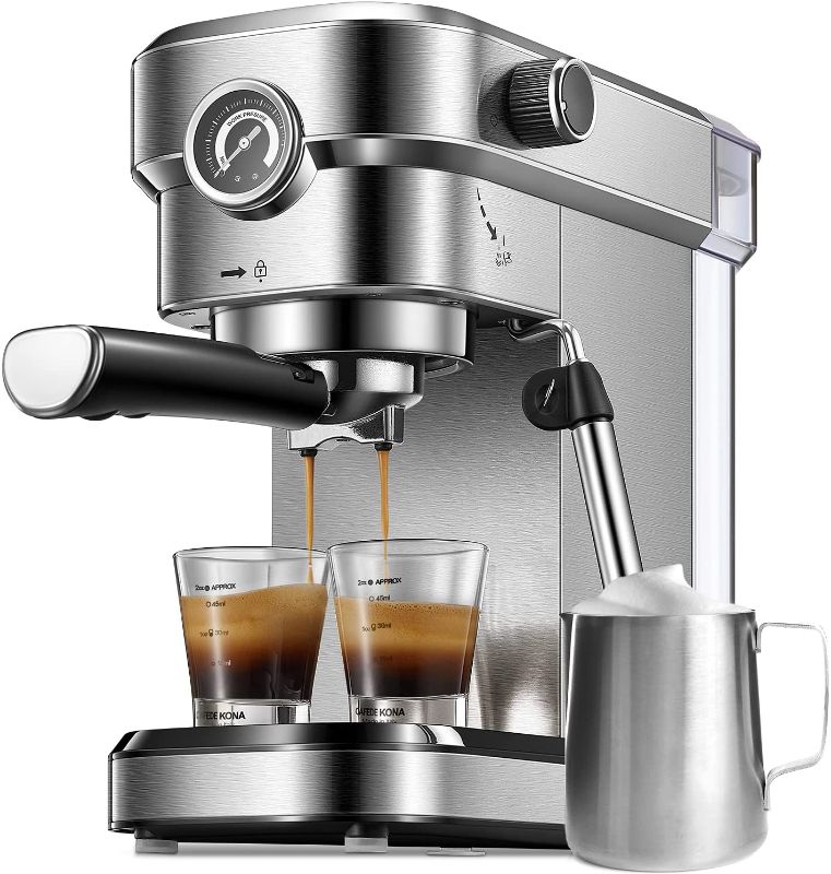 Photo 1 of Espresso Machine, 15 Bar Espresso Maker with Milk Frother Wand and Compact Design, Professional Espresso Coffee Machine for Cappuccino and Latte
