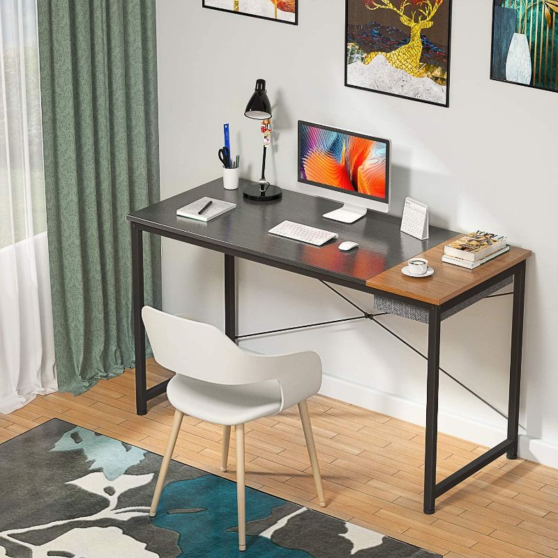 Photo 1 of **SAME MODEL DIFFERENT COLOR* Foxemart Computer Desk, 47 Inch Study Writing Desk for Home Office Workstation, Modern Simple Style Laptop Table with Storage Bag/Drawer,GREY OAKBLACK 
