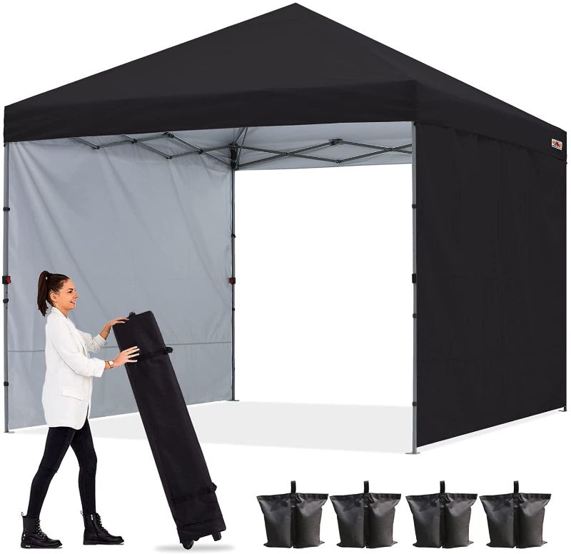 Photo 1 of ABCCANOPY Outdoor Easy Pop up Canopy Tent with 2 Sun Wall 10x10, Black
