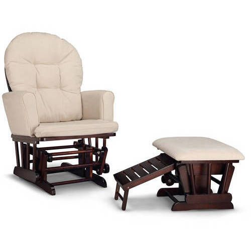 Photo 1 of Graco Parker Semi-Upholstered Glider and Ottoman Espresso with Beige Cushions
